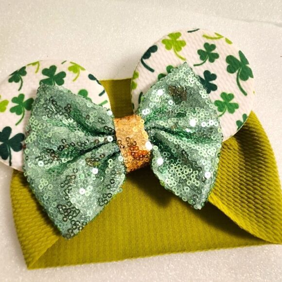 Disney Mouse Ears St. Patrick's Day Shamrock Sequin Dress Up Headband - Picture 1 of 2